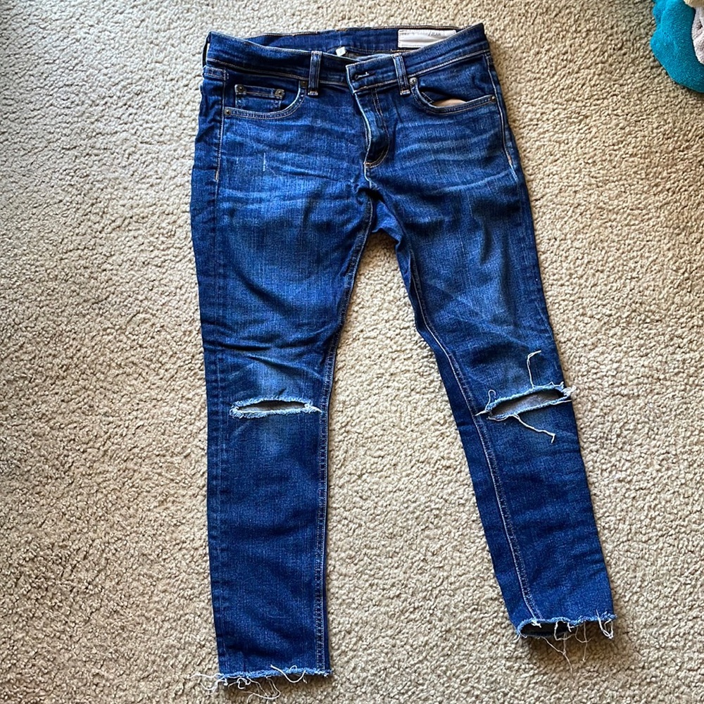 Rag & Bone Tomboy Distressed Knee Skinny Jeans in Burnley Size 27